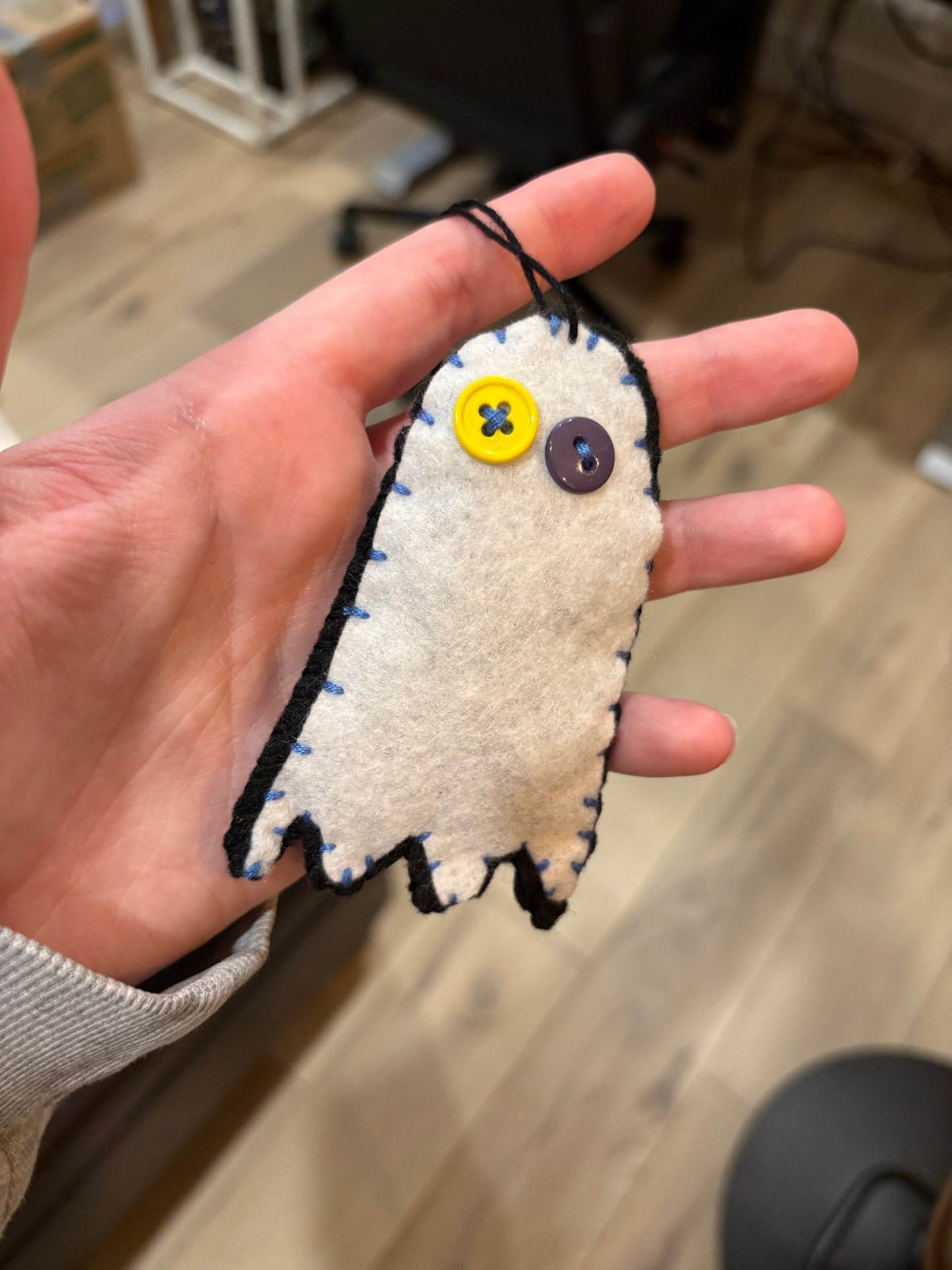 Button Eyes Ghost Ornament