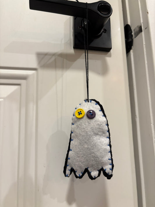 Button Eyes Ghost Ornament