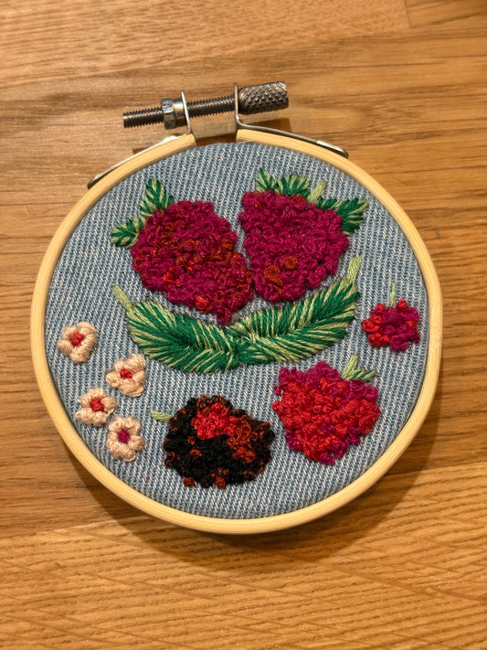 Raspberries in Bloom Embroidery Hoop