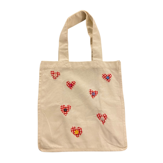 Gingham Hearts Tote Bag